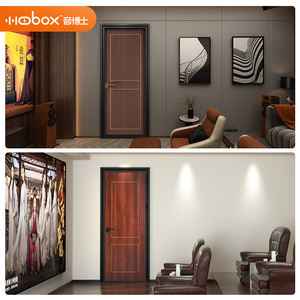 Ligne classique moderne en acier foncé bois composite porte d'entrée intérieure insonorisée ouverture manuelle pour studios cinémas privés villas - Product Image 2