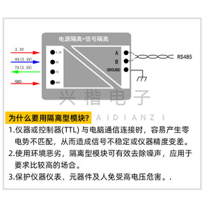 โมดูล TTL เป็น RS485 บอร์ดแปลงสัญญาณแบบแยกส่วนสำหรับไมโครคอนโทรลเลอร์ การสื่อสารแบบอนุกรม เกรดอุตสาหกรรม - Product Image 5