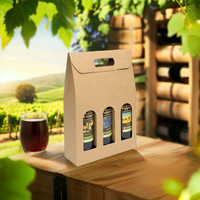Bon prix 750ml boîte-cadeau de vin Kraft matériau laminé ondulé revêtement UV 3 bouteilles ensemble matériaux recyclés