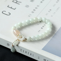 Bracelet de jade plaqué or 14 carats fait à la main bijoux en pierre naturelle femmes bracelet de fleur de coquillage de luxe (MB18356)