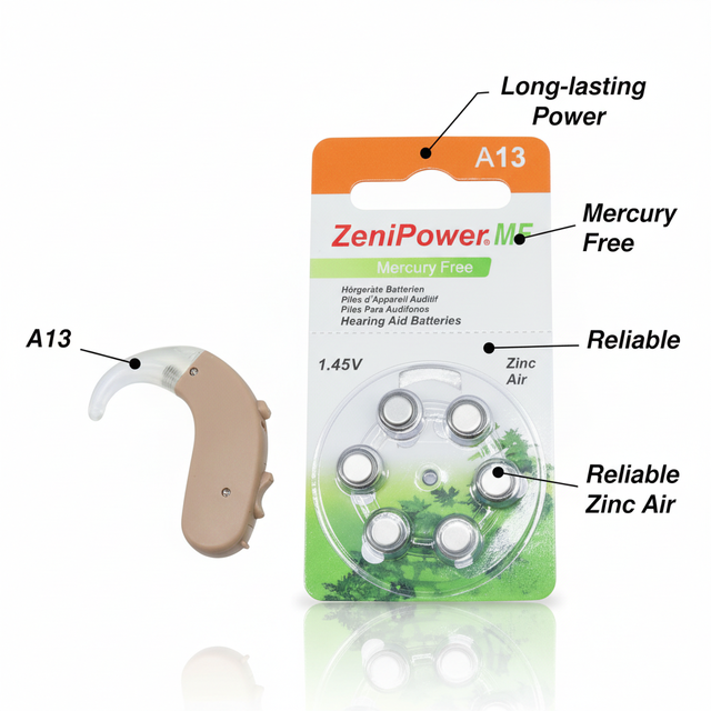Premium Retone Hearing Aid Batteries 6 Pack A13/A312/A675/A10 Zinc Air Long Lasting for BTE IIC CIC Hearing Aids Commercial Home
