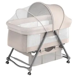 Tempat tidur bayi baru lahir, jaring nyamuk tempat tidur bayi cradle besar multifungsi dapat dilipat
