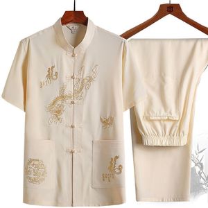 <span class=keywords><strong>Costume</strong></span> Tang (haut + pantalon) pour hommes d'âge moyen et âgés, style chinois, broderie, <span class=keywords><strong>costume</strong></span> Tang, grand-père, vêtements amples - Product Image 5