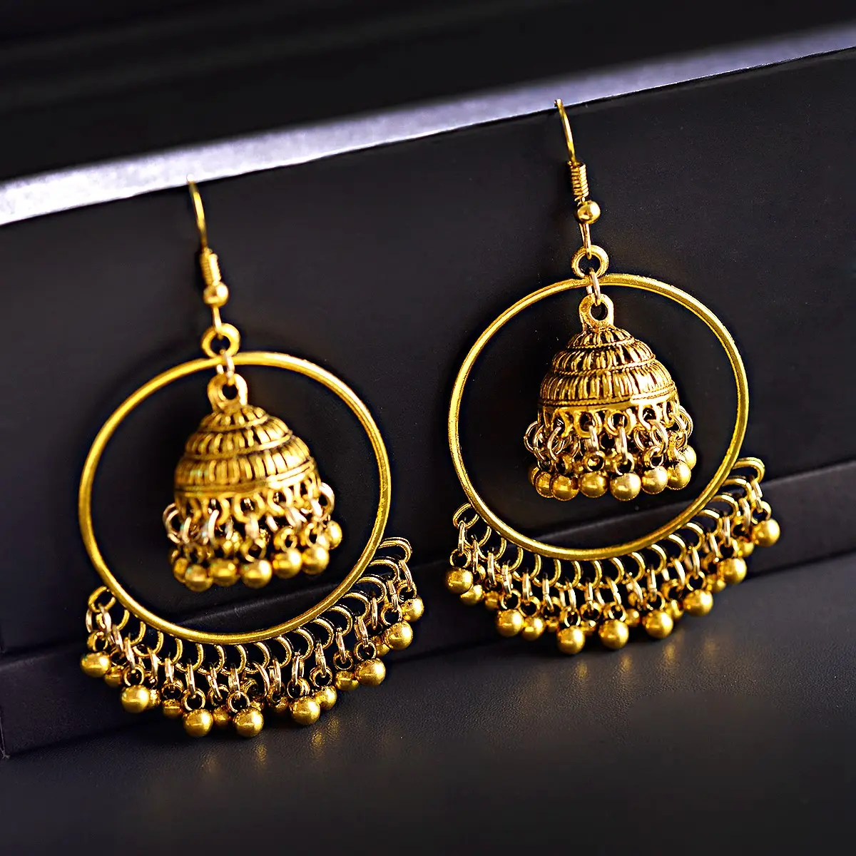 المجوهرات الهندية Jhumka Jhumki انخفاض الأقراط الغجر الذهب والفضة اللون الشرابة أقراط للنساء مجوهرات الأزياء