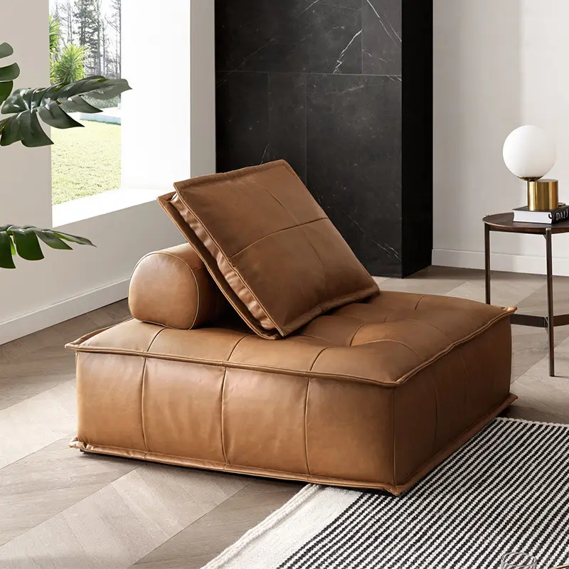 Retro luxury genuine leather PU modular sofa set bean bag living room hotel sectional sofa lounge