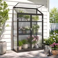 Petite serre en aluminium à double porte avec panneaux transparents, écologique et anti-rongeurs, idéale pour un jardin ensoleillé dans la cour.