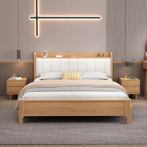 Muebles de Dormitorio <span class=keywords><strong>en</strong></span> Oferta, <span class=keywords><strong>Cama</strong></span> Moderna de Madera Maciza, Diseño de <span class=keywords><strong>Cama</strong></span> King Size Estándar, Camas Dobles de Madera - Product Image 3