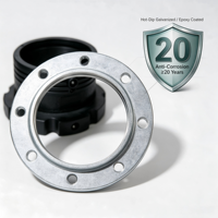 Adaptor Flensa Elektrofusi HDPE Ujung Tumpul dengan Cincin Penyangga Baja Galvanis DIN PN10 PN16 untuk Katup Air Pompa DN50-DN630