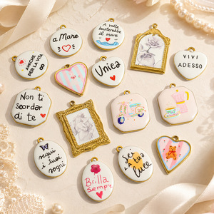 Colgantes de Acero Inoxidable con Dijes Italianos Vintage y Texto Esmaltado para Hacer Collares y Pulseras DIY - Product Image 1