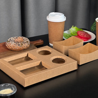 Carpetas de cartón corrugado desechables para embalaje comercial creativo para café, portavasos incorporado para alimentos y bebidas