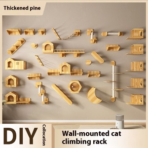 Estante de escalada de gato montado en la pared de <span class=keywords><strong>madera</strong></span> maciza ecológica DIY plataforma de trampolín de pared de gato personalizada cápsula espacial nido de gato para - Product Image 3