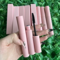 Mascara à logo personnalisé, longue tenue, épaississant, avec grande brosse, tube rose, marque privée