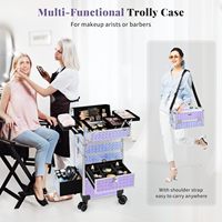 Valise à roulettes pour maquillage 4 en 1 avec tiroirs, valise à roulettes multifonctionnelle pour cosmétiques