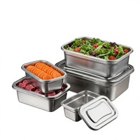 Boîte à lunch écologique en acier inoxydable 304, hermétique, anti-fuite, empilable, pour la préparation des repas, organisateur de réfrigérateur, ensemble de contenants de stockage alimentaire