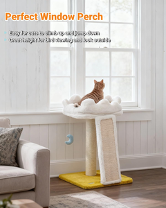 <b>Cat</b> Tree, Cloud <b>Cat</b> <b>Tower</b> with Soft Bed, <b>Cat</b> <b>Scratching</b> Post & Pad with Larger Perch for Window Viewing, with Cute Toys - Product Image 3