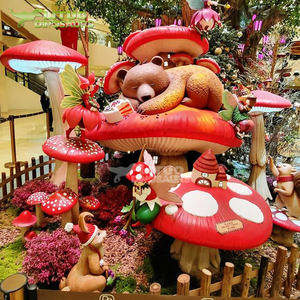 Estatua de Fibra de Vidrio de Alicia en el País de las Maravillas con Diseño de Hongo Mágico - Product Image 2