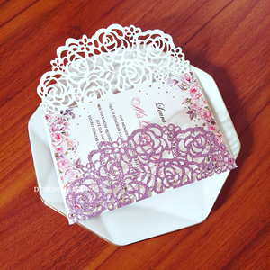 Tarjeta de invitación de boda, papel de corte láser personalizado - Product Image 4