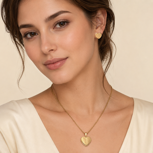 Conjunto de Joyería de Collar y Pendientes de Acero de Titanio con Forma de Corazón para Mujer, Cadena de Clavícula con Mariposa, Estilo INS, Accesorios de Moda - Product Image 2