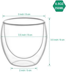 Tazze da caffè Espresso da 2.7 once <span class=keywords><strong>80</strong></span> <span class=keywords><strong>ml</strong></span> tazze da demitassa bicchiere da Shot isolato trasparente a doppia parete - Product Image 3