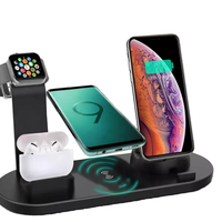 Chargeur sans fil 4-en-1, station de charge sans fil pour téléphone, montre, écouteurs |   Charge rapide 15W max |   Organisateur de bureau compact