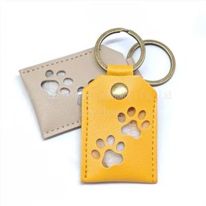 Durable Holder Cute Paw Keychain Faux Leather Pet <b>Memorial</b> Goods Portable Dog Hair Amulet Case Bag Charm <b>Gift</b> - Product Image 4