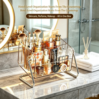 Organisateur de bureau transparent anti-poussière moderne, épais, à plusieurs niveaux, gain de place, pour cosmétiques et soins de la peau