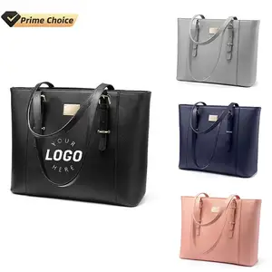 BSCI Custom 2024 15.6 Inch Large Woman Leather Business Computer Handbag Bag Ladies Officr Laptop Tote For Women