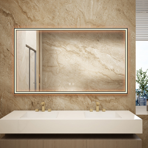 Espejo decorativo con marco plateado de calidad superior, espejo de baño con luz Led antivaho con Interruptor táctil - Product Image 1