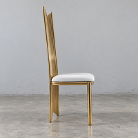 Chaise de banquet haut de gamme en acier inoxydable doré, dossier en queue de poisson, siège en PU, vente en gros pour mariages