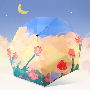 Paraguas Automático Plegable de Tres Secciones Doraemon con Varillas de Fibra, Portátil para Sol y Lluvia, Uso en Viajes - Product Image 1