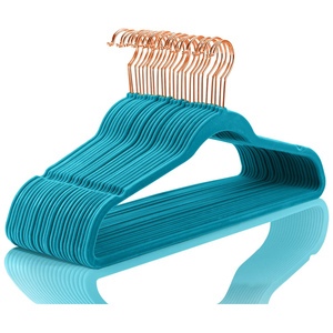 Wholesale Premium Non-Slip 360 Degree Swivel Saving Colorful Design Velvet Hanger Stainless Steel for Children's Wardrobe - Product Image 1
