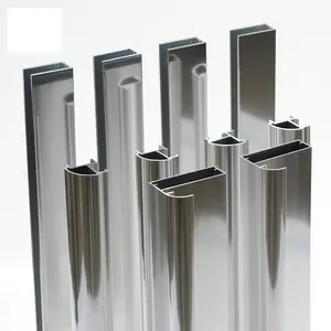 定制铝U通道型材抛光淋浴房玻璃门镜抛光铝型材