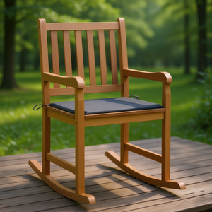 Silla Mecedora de Madera de Teca con Cojín Antracita, Silla de Jardín de Primera Calidad, Muebles de Exterior de Estilo Tradicional - Product Image 2