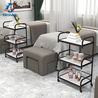 Mobilier de salon de beauté moderne cadre en métal or blanc chariot de salon 4 roues de luxe de haute qualité
