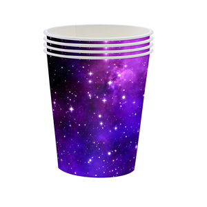 Assiettes, gobelets et serviettes en papier sur le thème du ciel étoilé, 9,7 pouces, imprimé galaxie violette, vaisselle de fête, décorations pour le Nouvel An et la Saint-Valentin - Product Image 5