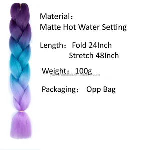 Venta al por mayor 24Inch 100g Crochet Trenzado Ombre Colores Jumbo Trenzas Extensión de cabello sintético Trenzado de cabello