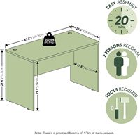 Bureau d'ordinateur rectangulaire de 47 pouces avec panneau de protection, plateau épais anti-rayures, finition noyer moderne pour bureau à domicile ou salle d'étude