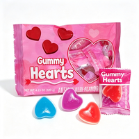 Halal gemengde kleuren hartvormige gummy snoepjes fruit smaak gummy harten individueel verpakt Valentijnsdag kindersnoepjes