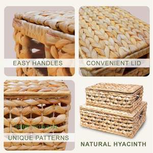 Cestas de Almacenamiento Rectangulares de Mimbre Tejido Ecológicas Ecoka, Más Vendidas, con Tapas Multifuncionales para Sala de Estar y Dormitorio - Product Image 3