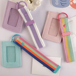 Porte-cartes élégant en toile couleur macaron coréen, nouveau porte-carte de travail et d'identité avec cordon pour étudiants - Product Image 1
