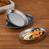 Assiette ovale rétro en acier inoxydable vieilli, plateau de café, plat de barbecue, plat à fondue, plat à snacks doré, plat à poisson vapeur, vente en gros