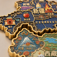 Aimant de réfrigérateur en métal émaillé fait main, carte de Chine, 34 provinces, puzzle à assembler, souvenir de voyage, aimant géographique