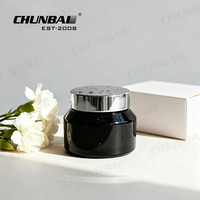 Contenants en verre pour crème cosmétique pour le visage et le corps, 2 oz 250g, noir mat, couvercles en bois, couleurs personnalisables, OEM/ODM disponible