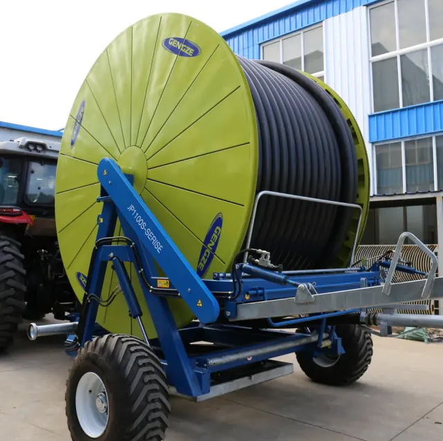 CE sertifikası otomatik hortum makarası sulama sistemi tekerlekli yağmurlama Irrigator ekipmanları
