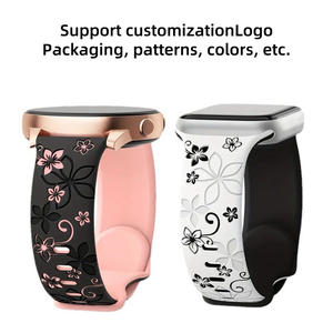 Correa de Reloj de Silicona Grabada de Doble Capa para <span class=keywords><strong>Apple</strong></span> ultra 2 3 11 10 9 8 7 <span class=keywords><strong>6</strong></span> - Correa de Reloj Personalizable Transpirable de Dos Colores con Diseño Floral - Product Image 5