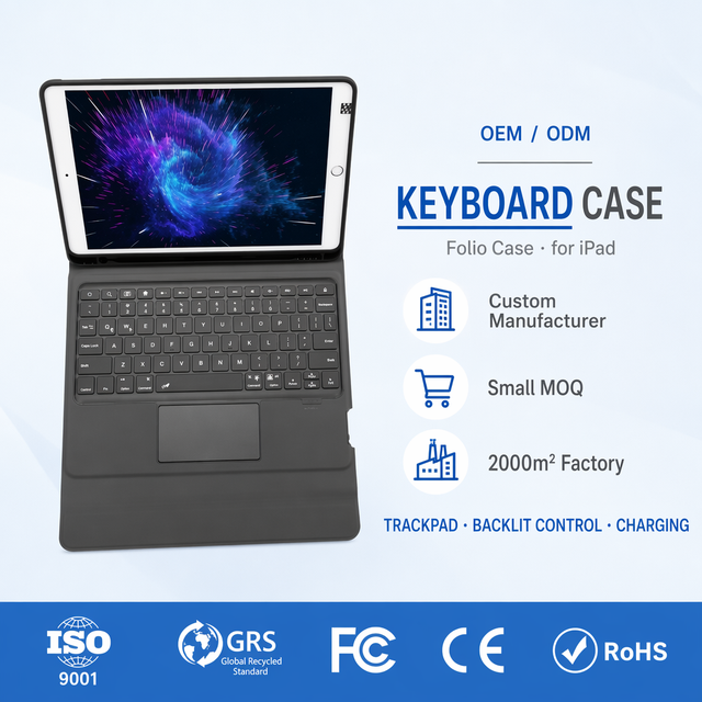 High Quality PU Leather iPad 10.2 10.5 Pro Tablet Case Wireless Keyboard Mouse Trackpad-Lightweight Portable for Business/School