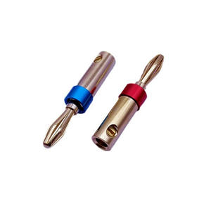 Conector cruzado chapado en oro de cobre de 4 mm, sin soldadura, para amplificador de audio, terminal de altavoz, conector de cable, rojo y azul, salida de fábrica - Product Image 3
