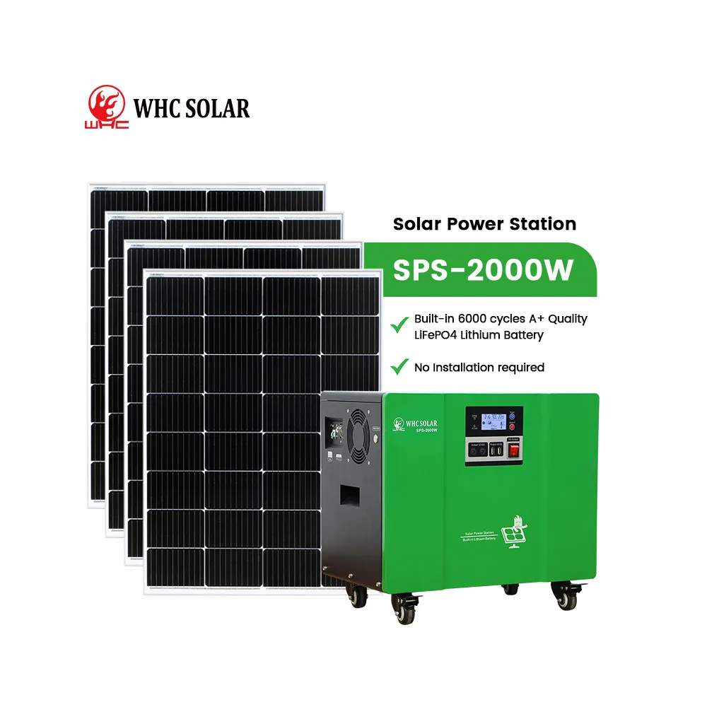 WHC 500W 1KW 2KW 5KW Tragbarer Solargenerator mit MPPT-Controller All-in-One-Solaranlage