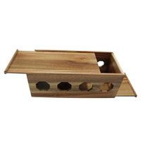 Boîte de rangement pour câbles de téléphone portable, gestion des câbles, organisateur de cordons, boîte de rangement pour câbles en bois d'acacia avec couvercle