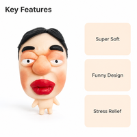 Figurine à tête volumineuse et drôle, super douce, à récupération lente, en TPR, jouet à presser pour le bureau